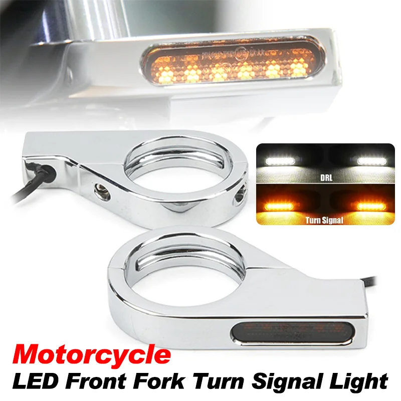 39mm-41mm Motorcycle Fork Tubes LED Turn Signal Lights Good-quaility Aluminum Alloy Amber Indicator Lamp For Scooter Dirt Bike