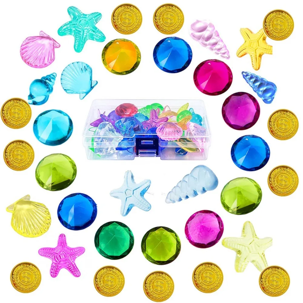 1 Set Marine Series Acrylic Pirate Treasure Toy Intellectual Development Marine Theme Underwater Diving Toy Diamond Gems Kids