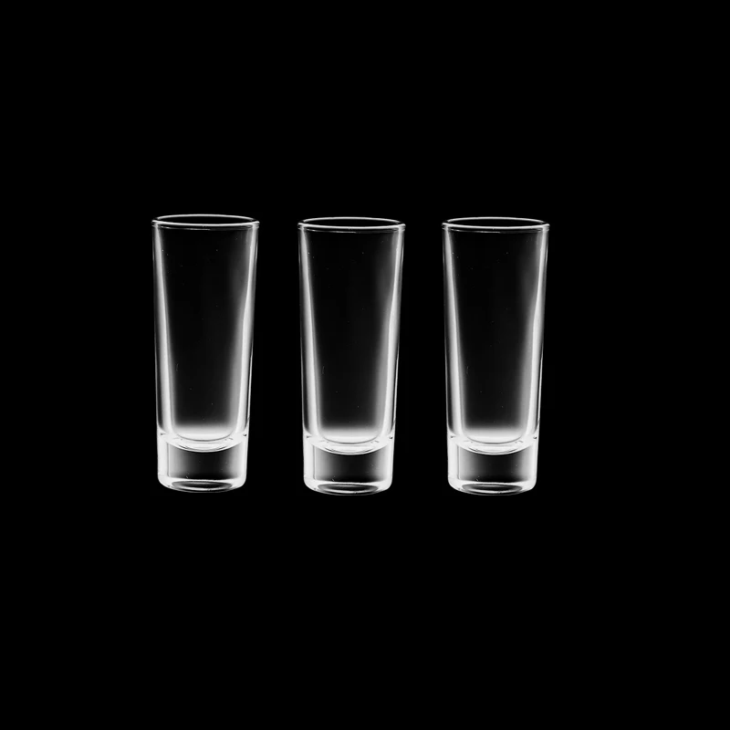 60ml 3pcs Set Thick Bottomed Glass Household Liquor Baijiu Vodka Foreign Wine Cups Transparent Premium Shot Glasses for Spirits