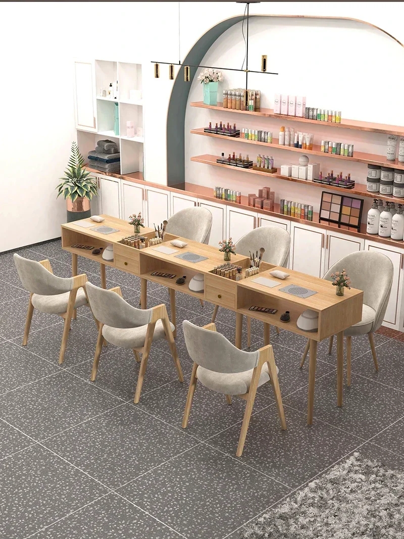 Houten Nordic Moderne Nagel Tafel Dressing Professionele Manicure Tafel Eenvoud Nagelontwerper Mesa Manicura Salon Meubels