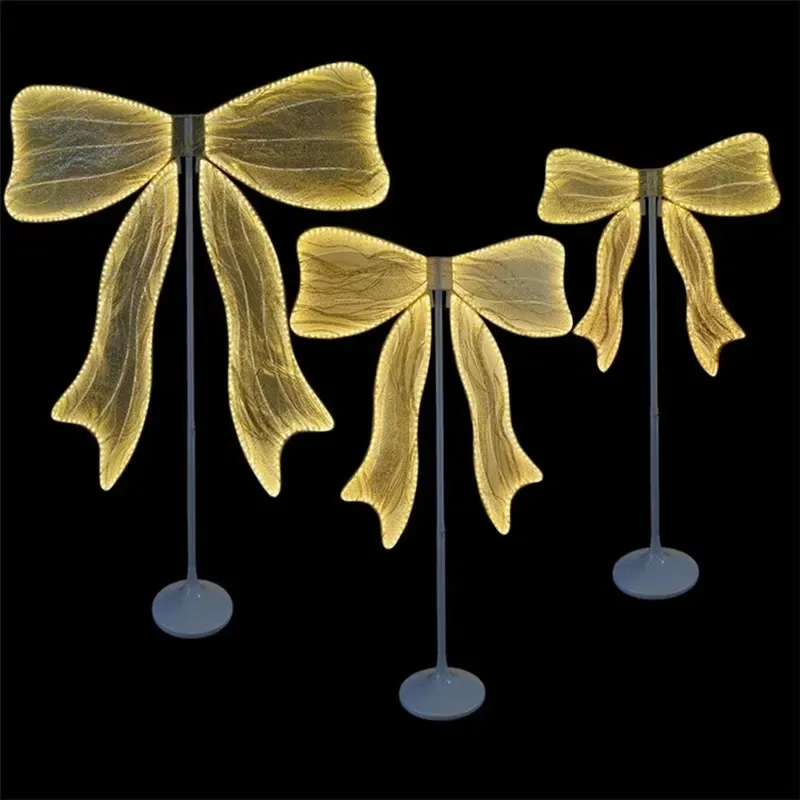 Adjustable Height Luminous Bow LED Light for Wedding Stage Background Shopping Mall Decoration Window Display