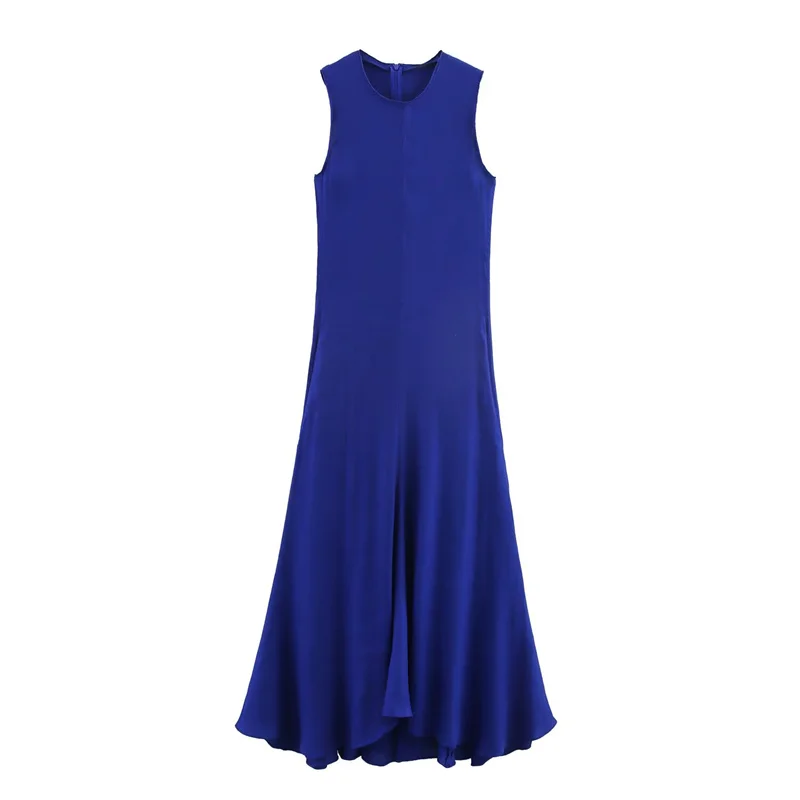 

Teen Girl Dress Summer 2025 New Blue Sleeveless Big A Pendulum Long Dress Elegant Fashion High-end Prom Girl Dress 14-18 Years