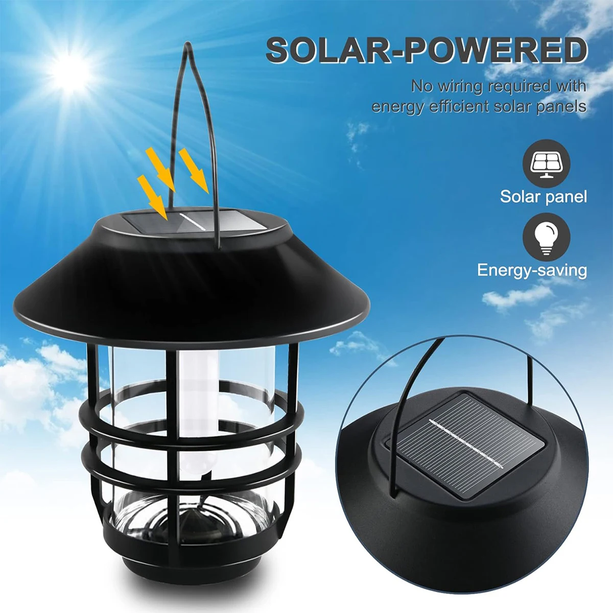 2Pack Solar Wall Lantern Outdoor Flickering Flames Solar Sconce Light Outdoor Hanging Solar Lamp Wall Mount for Front Porch Yard