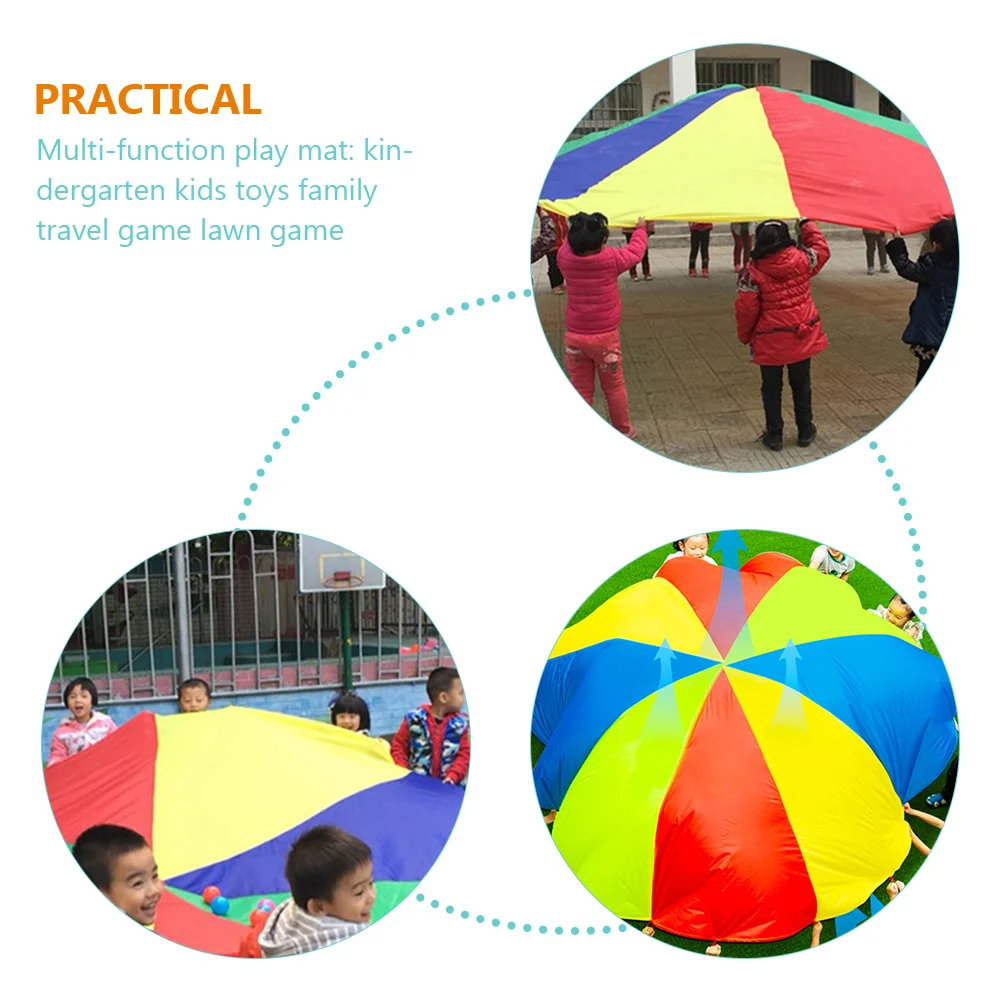 

1pc Rainbow Parachute Team Cooperative Play Mat Outdoor Indoor Kindergarten Sensory Training Color Learning