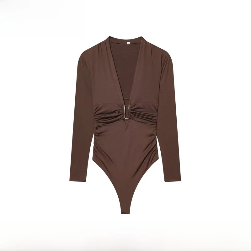 

New Autumn Winter Women's Nylon One-Piece Suit Faionable Pleated High Waist Straight Leg Commute Sle 7%-80% Polyester Fiber