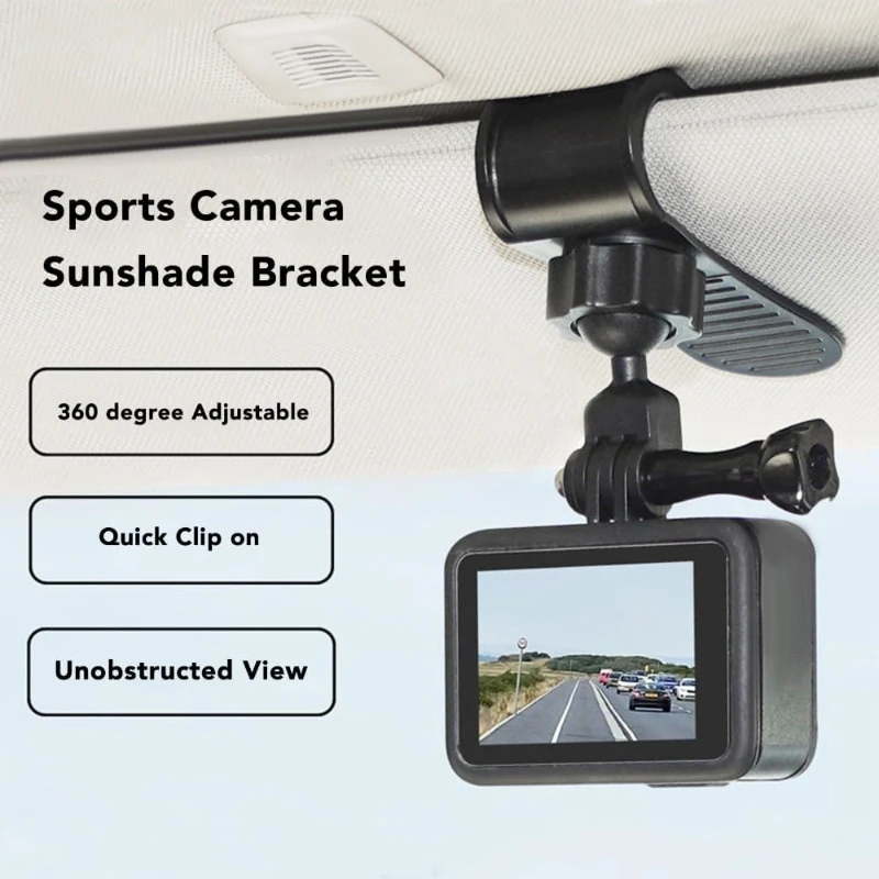 Car Sun Visor Clip Quick Release Mount for GoPro Hero 13-8, SJCAM, Insta360 X5/X4 & DJI Action 6/5/4 – Camera Accessories