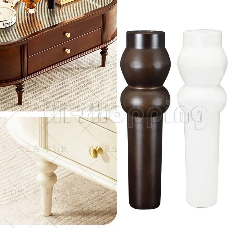 4Pcs Solid Wood Furniture Legs round Mid-Century Style Replacement for Dresser Ottoman Chair Bench Pre-drilled M8 Bolt Screw-in