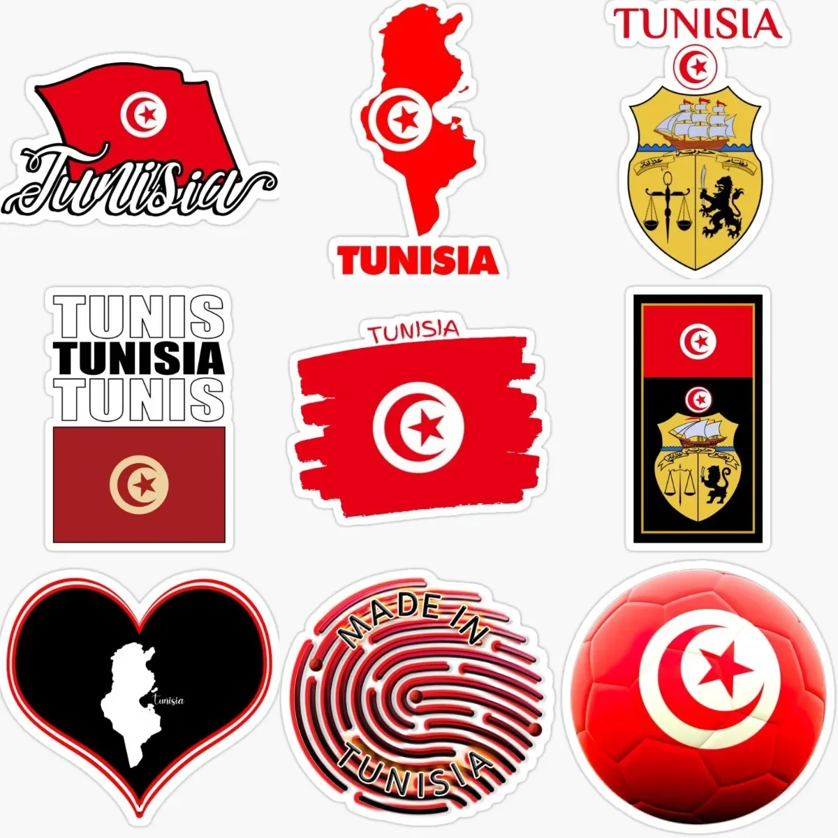 

Creative Tunisia Flag Map Emblem PVC Waterproof Sticker for Decorate Fridge Wall Car Van Window Off-road Decal Accessories