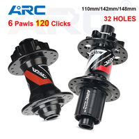 ARC 32 Holes MTB Hub 6 Pawls 120 Click Downhill Bike BOOST Bicycle Cube Aluminum Alloy Sealed Bearing For HG MS XD 8 9 10 11 12v