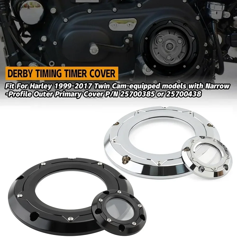 Motorcycle Derby Engine Clutch Cover Timer Protect Crank Shafts Case Stator Cap For Harley Dyna Softail 99-17 Touring Tri 99-15