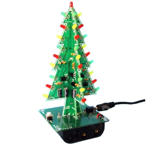 3D Christmas Tree LED DIY Kit Red/Green/Yellow LED Flash Circuit Electronic Fun Suite Christmas Gift