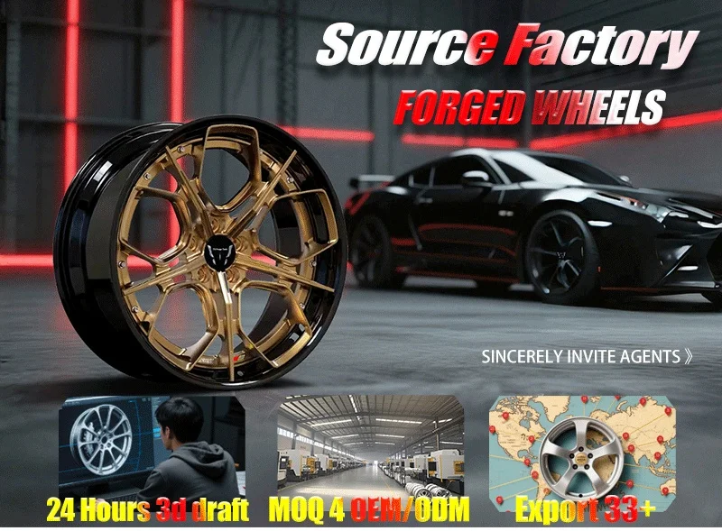 High Quality 30mm Forged Aluminium Alloy Hubs with 100mm PCD Bronze Finish New Passenger Car Wheels for Automobile Modif