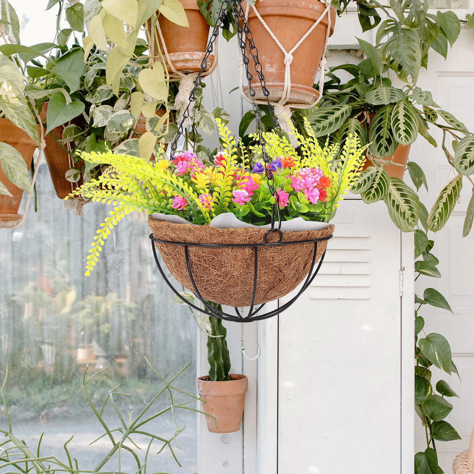 

2Sets Flower Planter Liners Coconut Coir for Hanging Baskets Natural Breathable Planting Containers Indoor Outdoor Garden