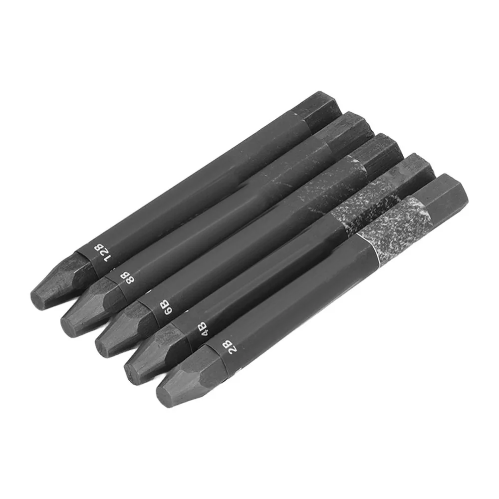 5pcs Hexagonal Shape Drawing Sticks 2B 4B 6B 8B 12B Water Soluble Formula Water Soluble Sticks Sketching Set