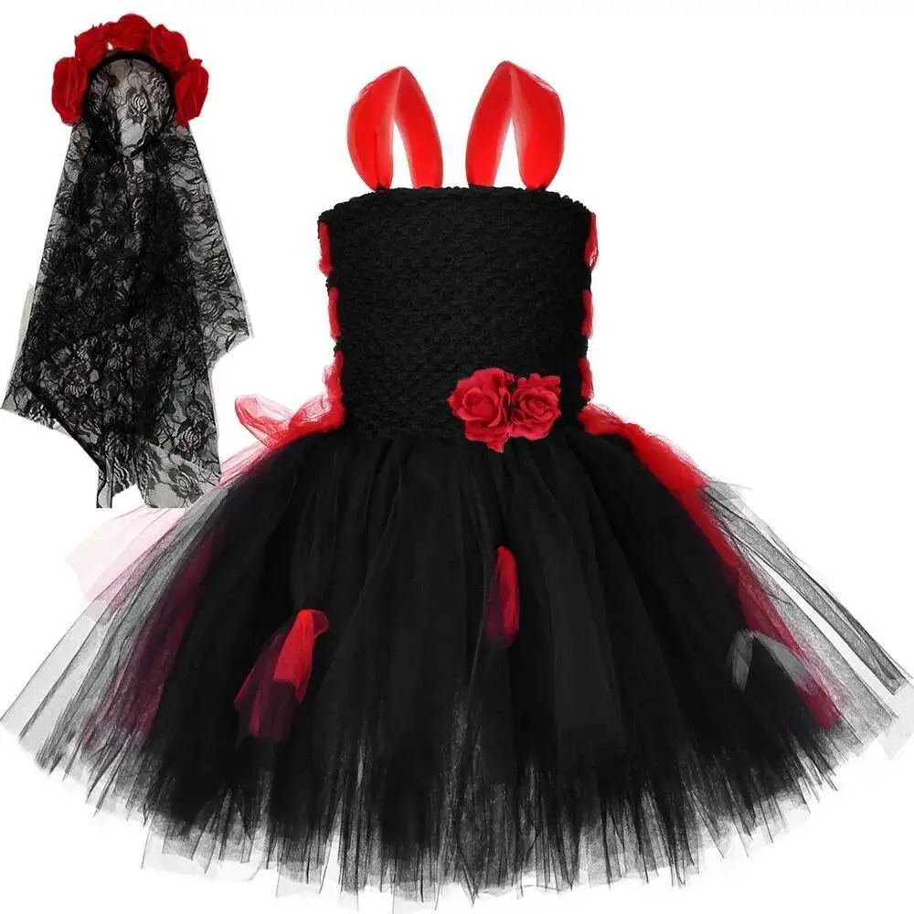 

Corpse Bride Halloween Costume for Girls Scary Ghost Bride Disguise Dresses for Kids Creepy Carnival Outfit Child Horror Clothes
