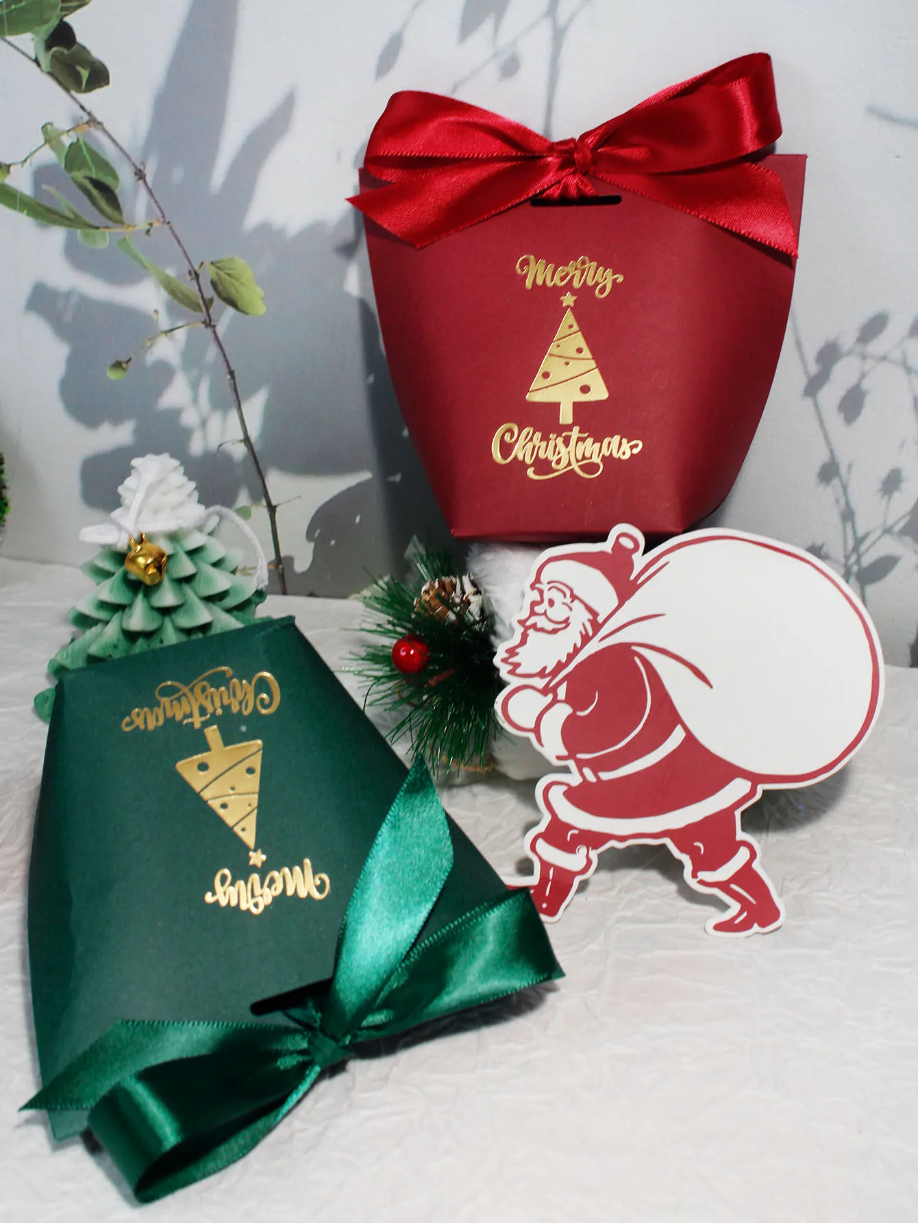 10/20/50pcs New Christmas Candy Box Gift Box White Cardboard Merry Christmas Add Holiday Atmosphere Creative DIY