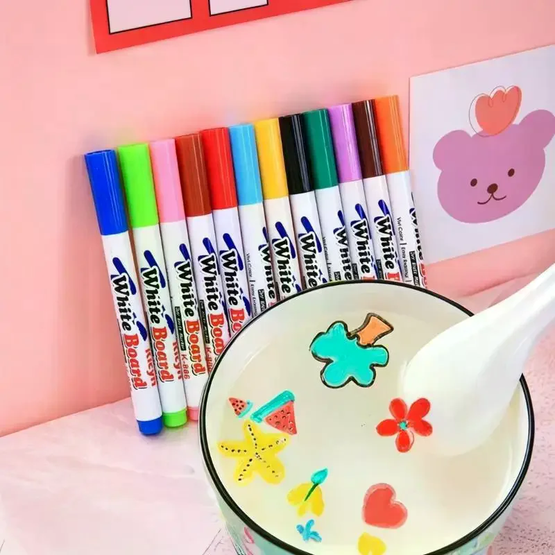 8/12 Pcs Magical Water Floating Markers 12 Vivid Colors Non Toxic Kids DIY Art Crafts School Home Painting Activities
