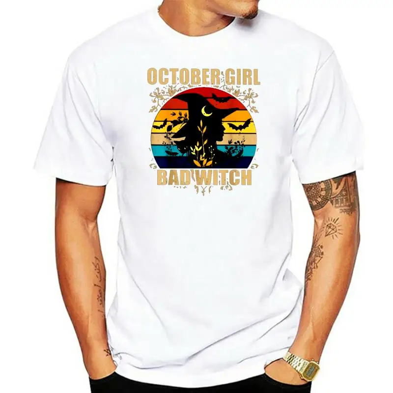 Men'S October Girl Vintage Halloween T-Shirt Size M-3Xl Style Round Tee Shirt