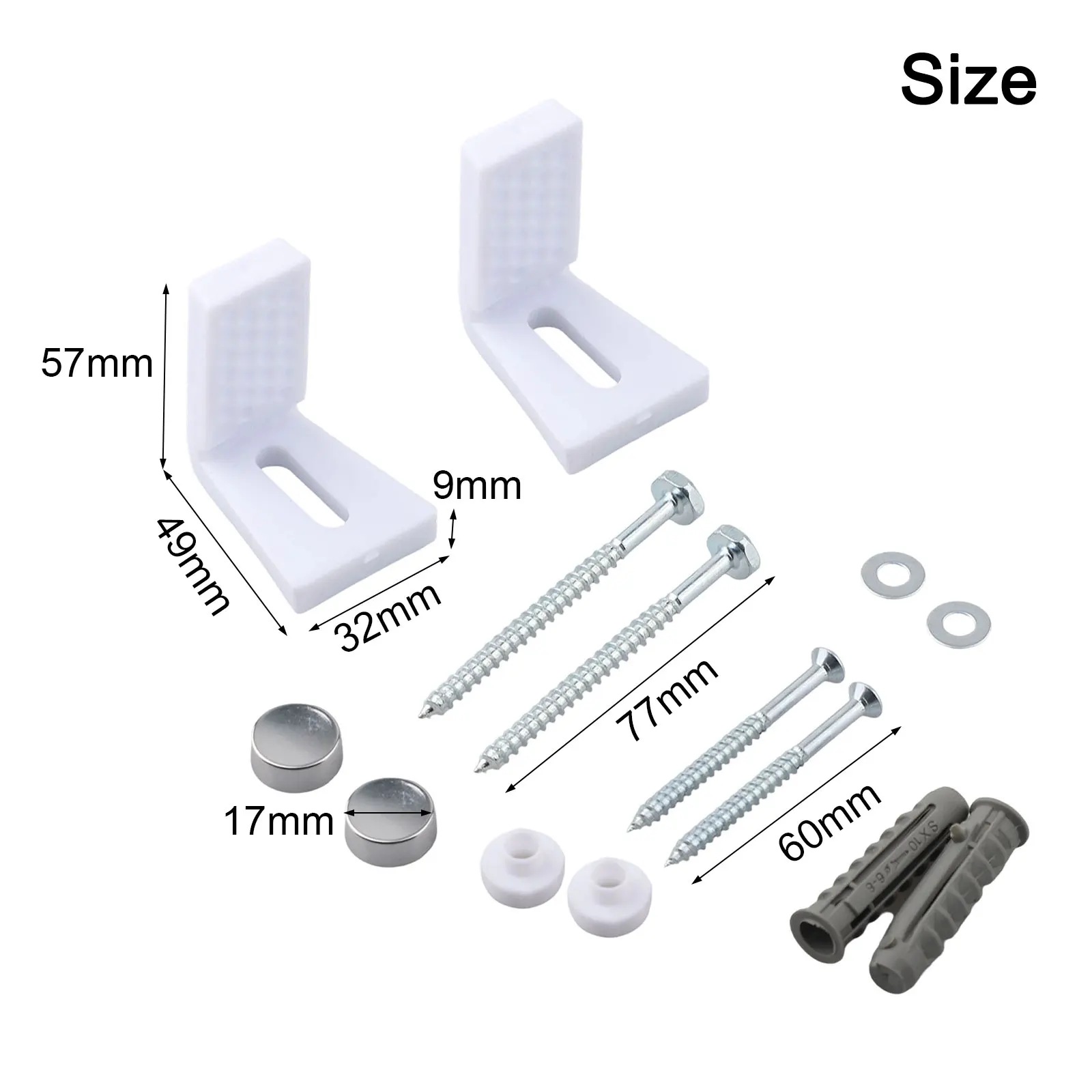 Toilet Pan Fixing Kit with Angled Mounting Hardware Designed to Prevent Movement After Floor Installation on Standard Models
