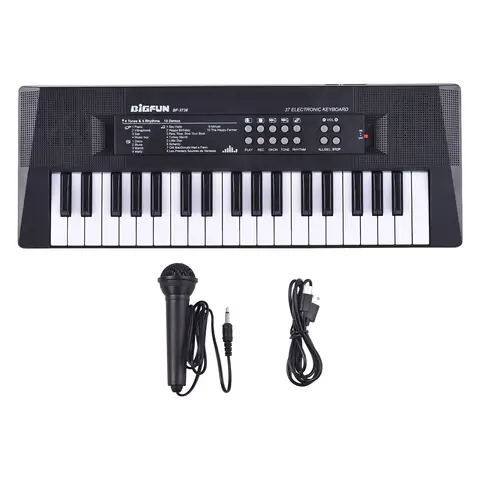 37 Key Electronic Keyboard Piano 4 Tones 4 Rhythms 10 Demos 5 Percussions Single Speaker Musical Instrument for Beginners