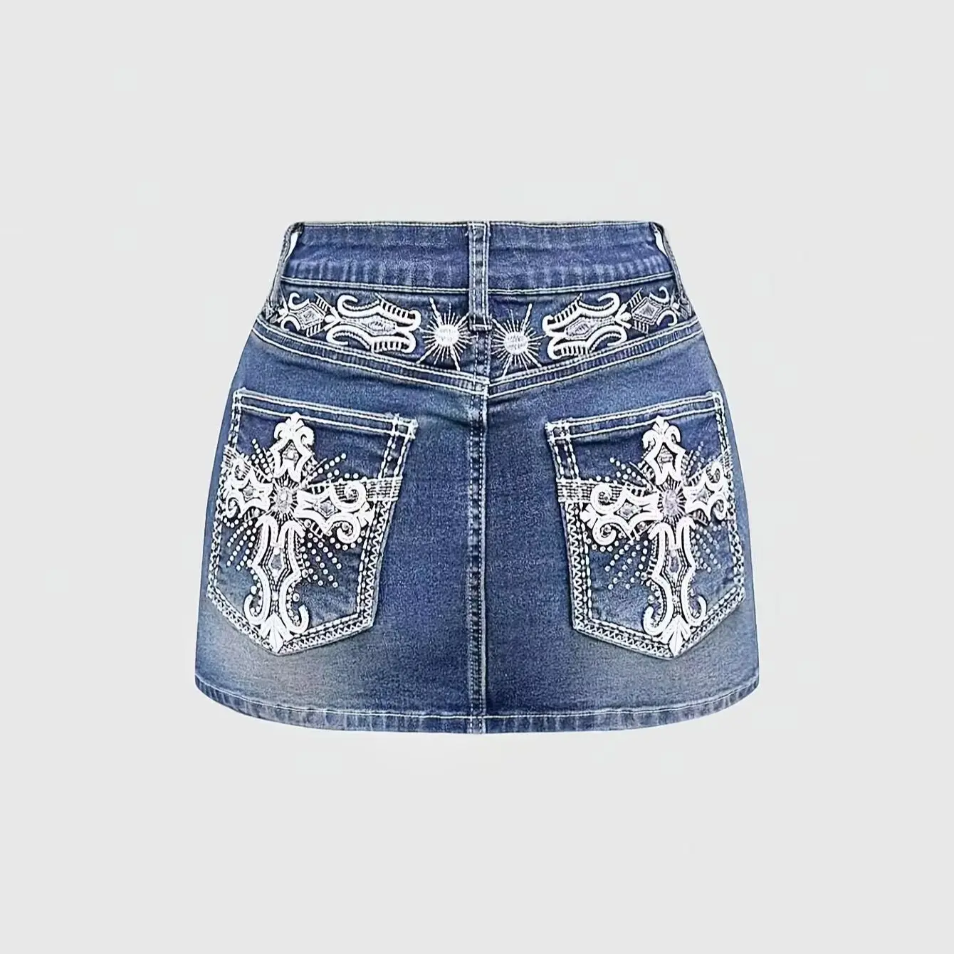 High Waist Cross Stitched Denim Mini Skirt for Women Sexy Short Skirt Butt Hugging Factory Direct Sale юбка женская летняя