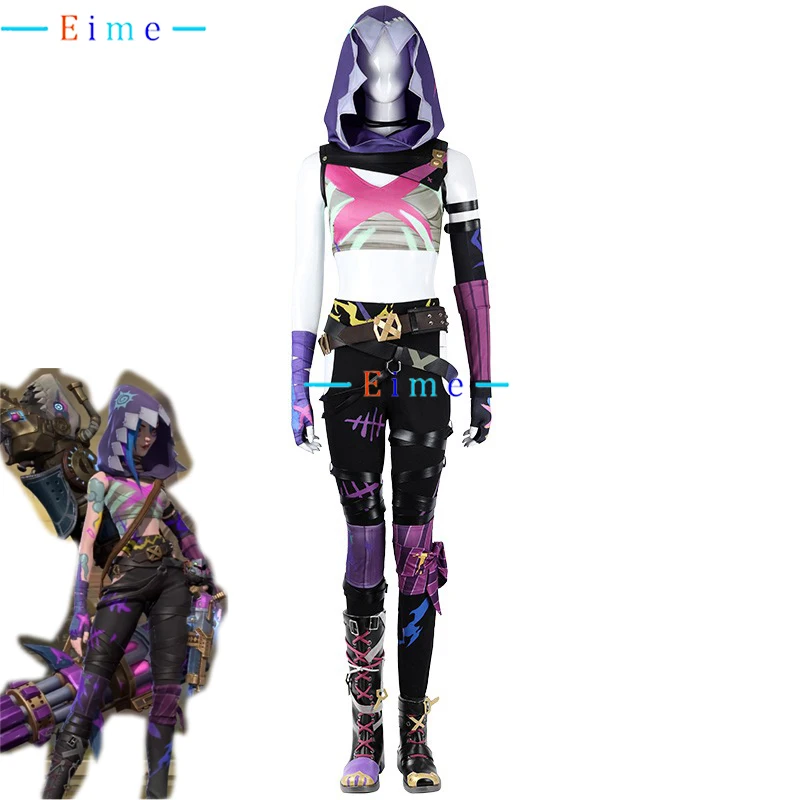 

Game LOL Arcane Jinx Cosplay Costume Women Sexy Party Suit Jinx Cosplay Costume Halloween Carnival Uniforms Top Pants Full Set