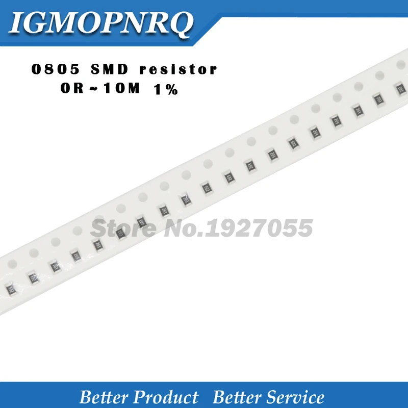 100pcs 1/8W 0805 SMD resistor 1% 0R ~ 10M 0 0.1 1 10 100 150 220 330 ohm 1K 2.2K 4.7K 10K 100K 1R 10R 100R 150R 220R 330R 1M 10M