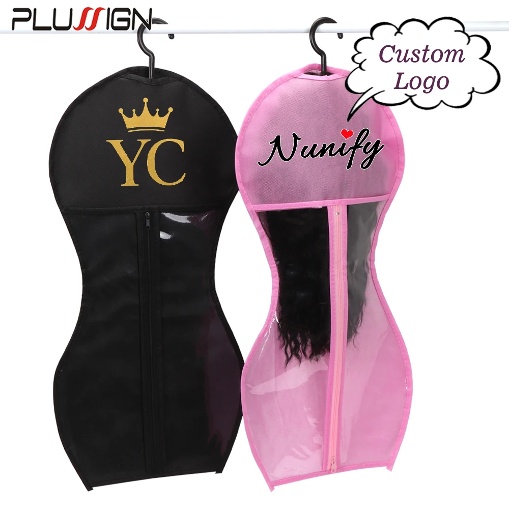 

Custom Logo Wig Storage Bag With Hanger Pink Purple Personalized Design Dust-Proof Breathable Wig Package Bag For Home & Travel