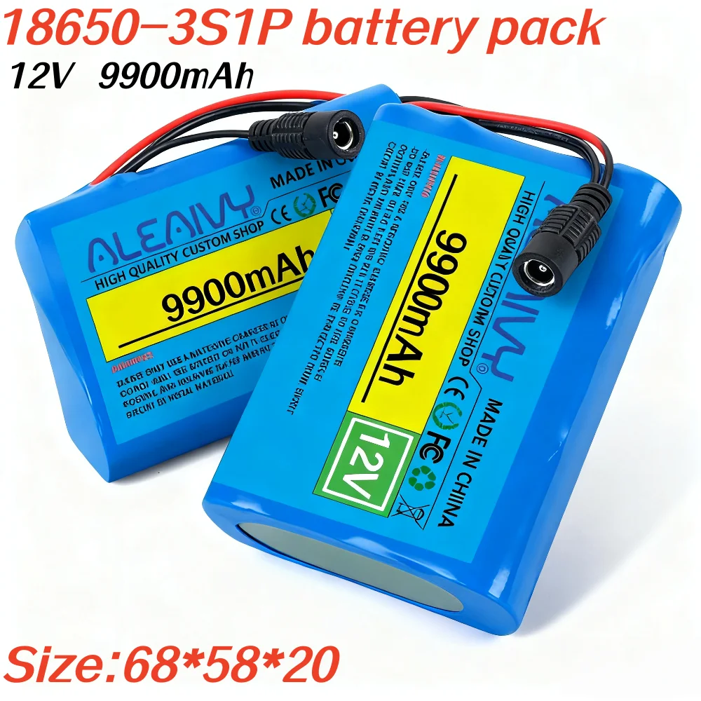 Akumulator litowo-jonowy 18650, 3S1P, 12V, 9900mAh, przenośny, ładowalny, oryginalny, nowy + ładowarka 12.6V do wzmacniacza audio CCTV