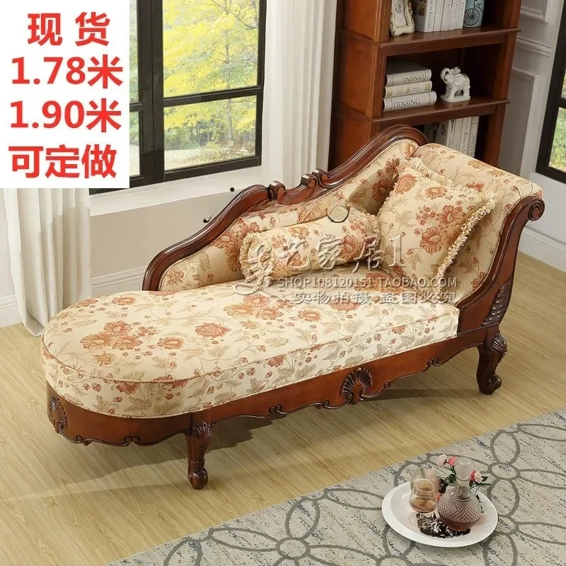 bedroom beauty couch European solid wood chaise longue living room fabric sofa lazy bed