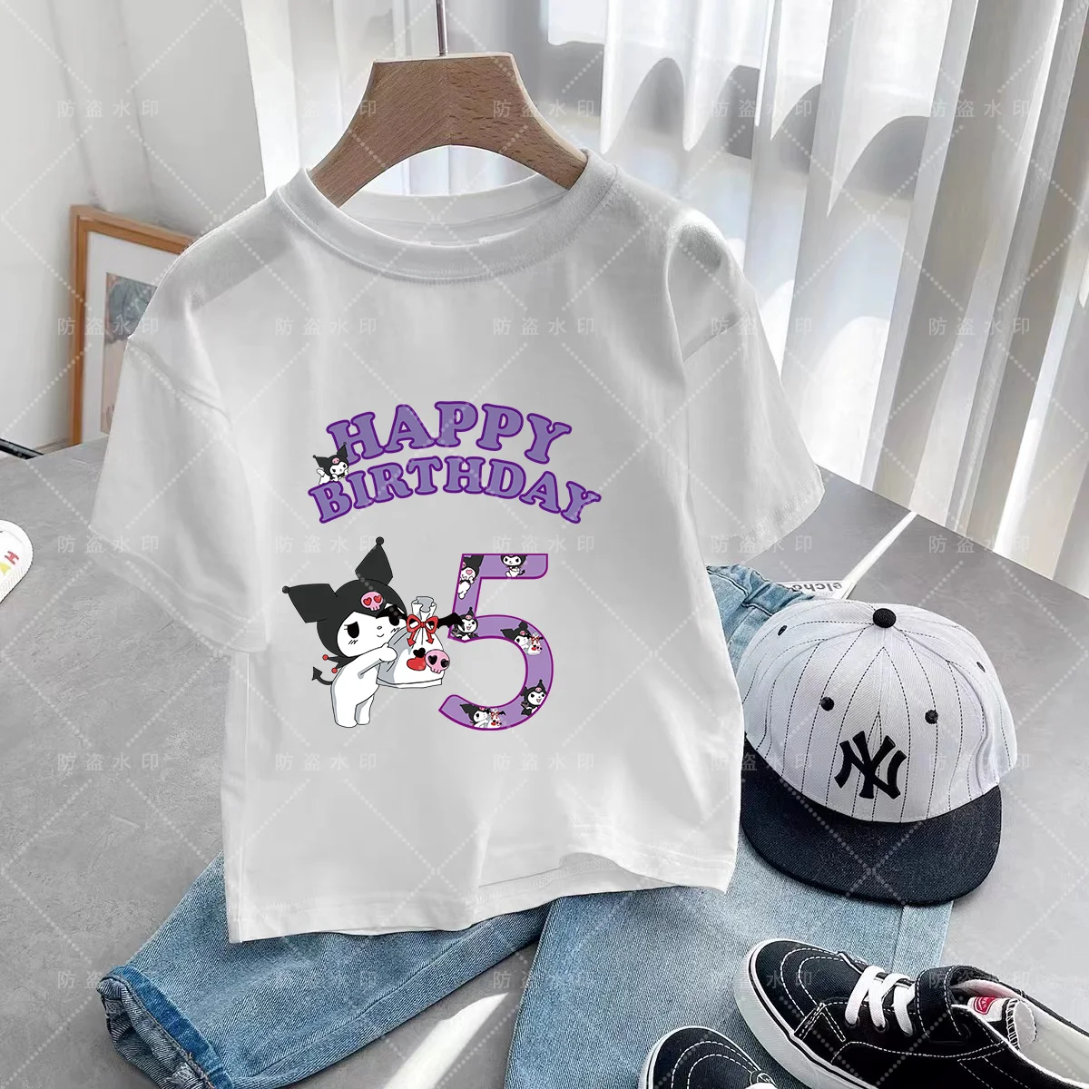 Summer Birthday Number 3-12 Cartoons T-shirts for Children Caricature Children's Clothing Kawaii Kulomi Top Clothes Kawaii Kids