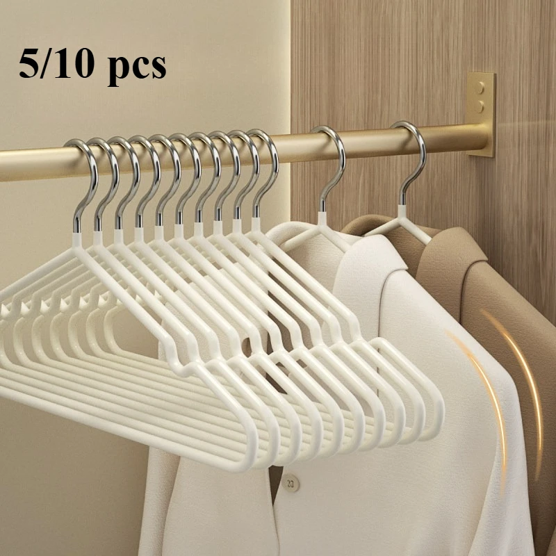 5/10Pcs Rubber Coated Clothes Hangers Non Slip Shoulder Notches Space Saving Durable Garment Storage Organizer Wholesale