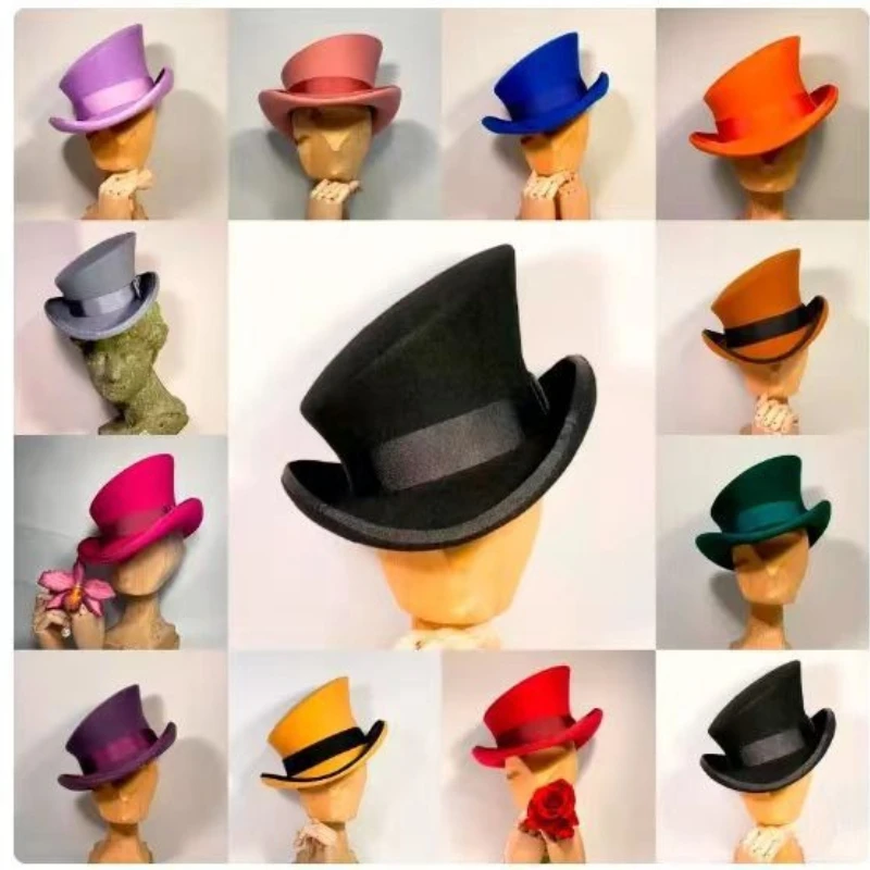 Asymmetric Slanted Top Wool Bucket Hat Fashiona Formal Hat Ribbon Steam Punk Hats Men Lumber Costume Cap Women Men Party Decor