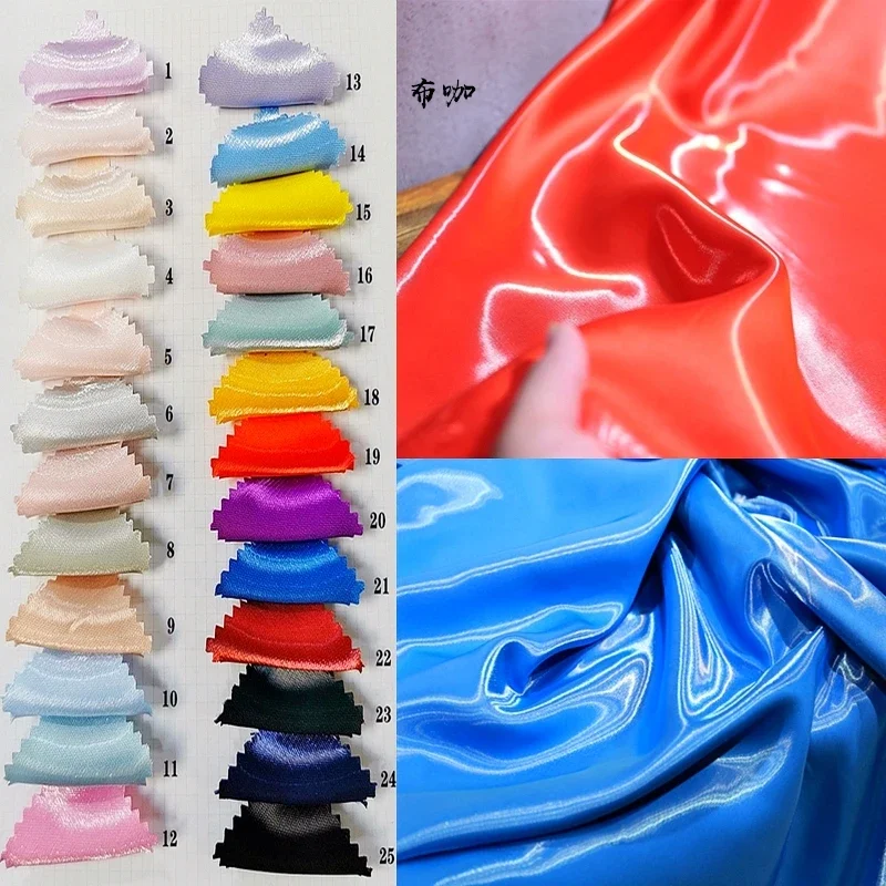 

Bright Red Reflective Satin Fabric Liquid Water Glossy Cloth Blue Dress Jacket Fashion Designer Diy Sewing Material Wholesale