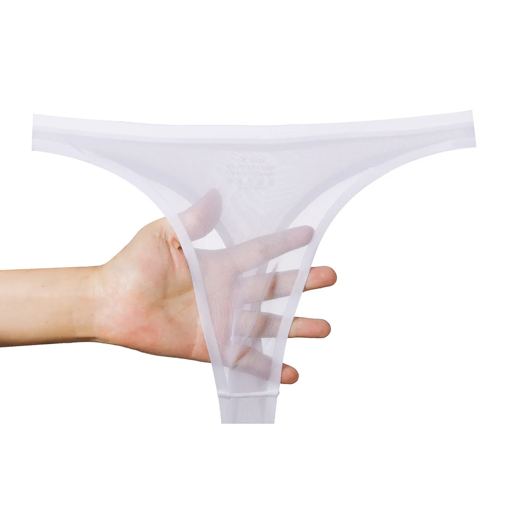 Men's Ultra-thin Ice Silk G-string 3D Bulge Pouch Thong See Through Underwear  Low Rise Men Bikini Briefs U Pouch Lingerie