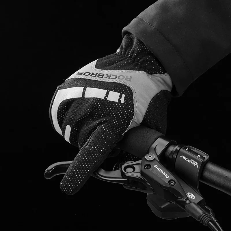 ROCKBROS-guantes de dedo completo para bicicleta de montaña, manoplas térmicas antideslizantes para pantalla táctil, de silicona, para esquí