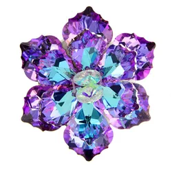 New Women's Crystal Flower Brooch Men's 5-color Summer Sparkling Flower Party Office Brooch Pins Holiday Gift Wholesale