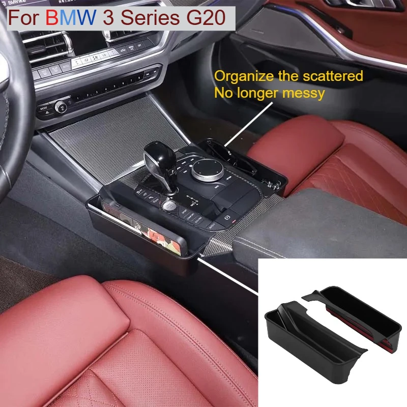 

For BMW 3 Series G20 2020-2025 Interior Car Accessories ABS Black Car Gear Shift Storage Box Tray Both Sides Organizer LHD