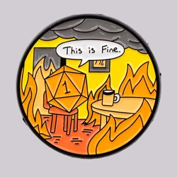 'This Is Fine' Enamel Pin Game Brooch Pines Lapel Pins Badge on Backpack Clothing Accessories Fashion Jewelry Friends Gifts