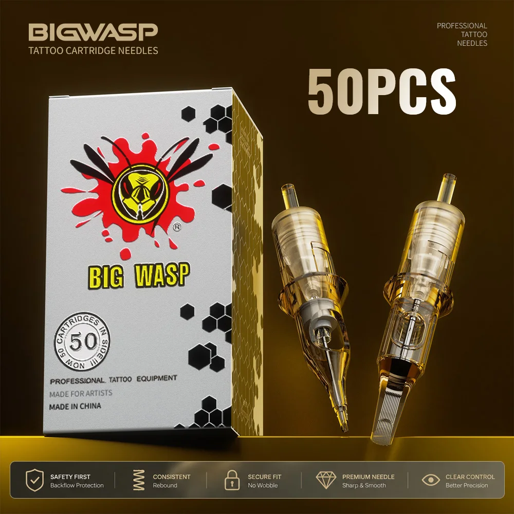 BIGWASP PMU SMP Tattoo-Kartuschennadeln Einweg Super Scharfe Langlebige Konsistente Nadeln 50 Stück/Box Permanent Make-up Kartuschen