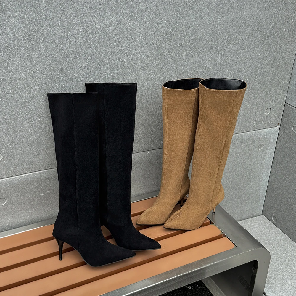 Thin Heeled Long Boots for Women, 2026 New Meilad Pile Boots, Western Boots, Large Circumference, Slimming Long Boots