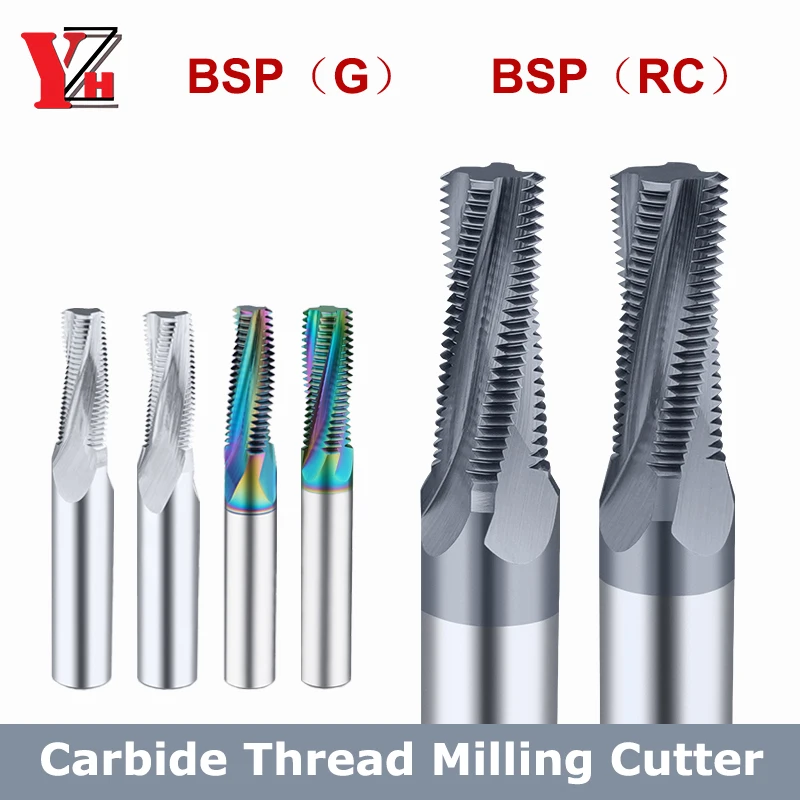 

YZH Thread Milling Cutter BSP（G）（PT/RC） HRC60 Full Tooth Inch Pitch CNC For Steel Aluminum 1/16 1/8 1/4 3/8 1/2 3/4 1/2