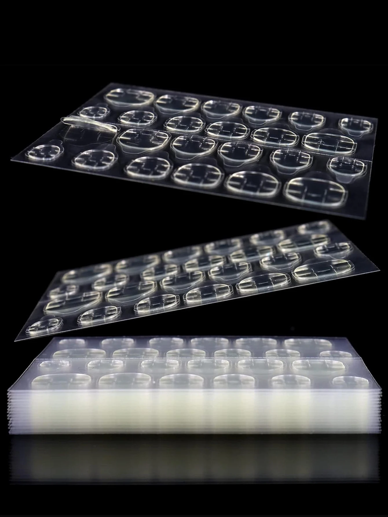 50 Sheets/1200Pcs Waterproof and Breathable Double-Sided Nail Jelly Stickers, Transparent Traceless Fake Nail Adhesive Stickers, Transparent Flexible Nail Art Stickers