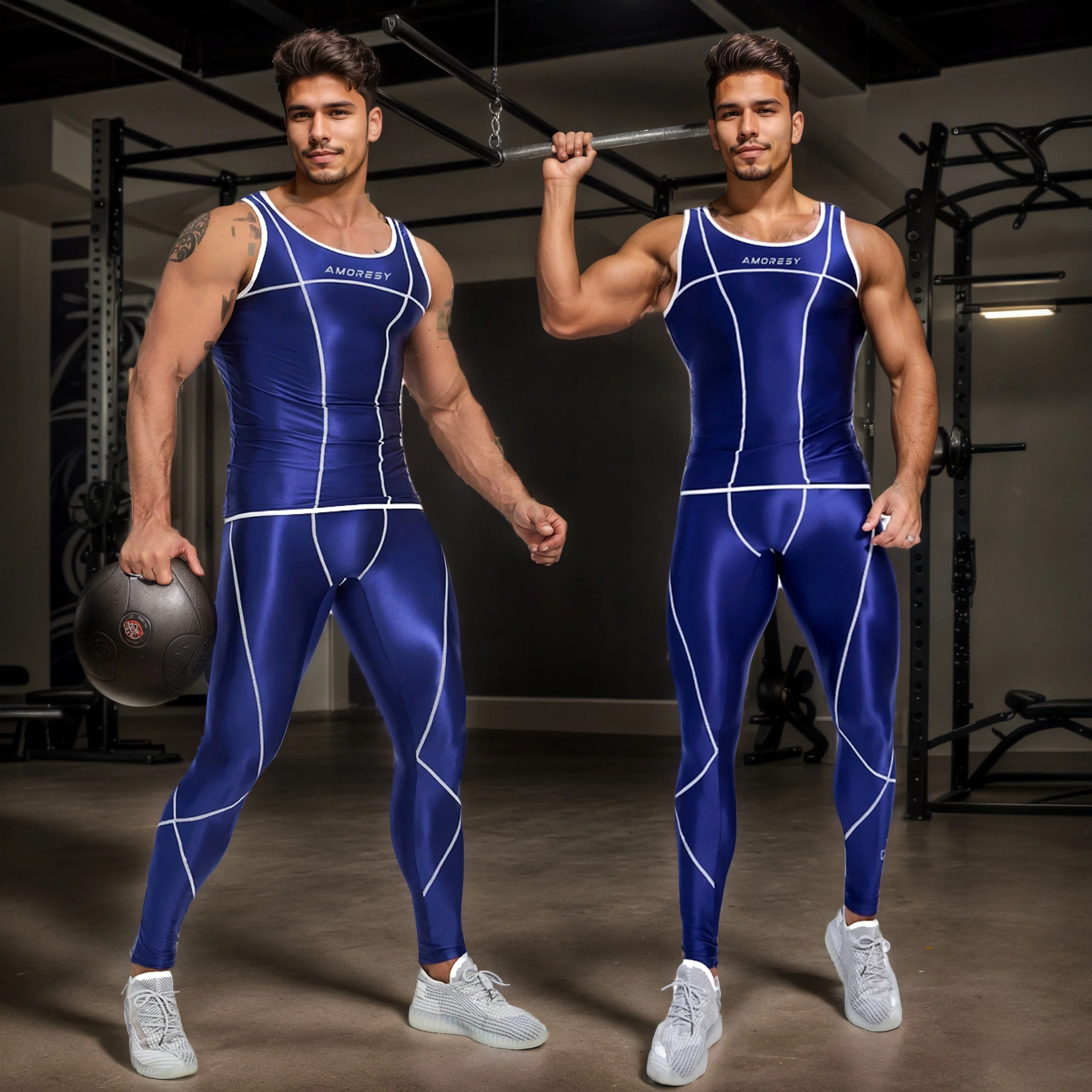 AMORESY Uranus Series Spandex Glossy Tight-fitting Sports Breathable Hurdles Vest High-elastic Sweat-absorbing Running Gym Pants