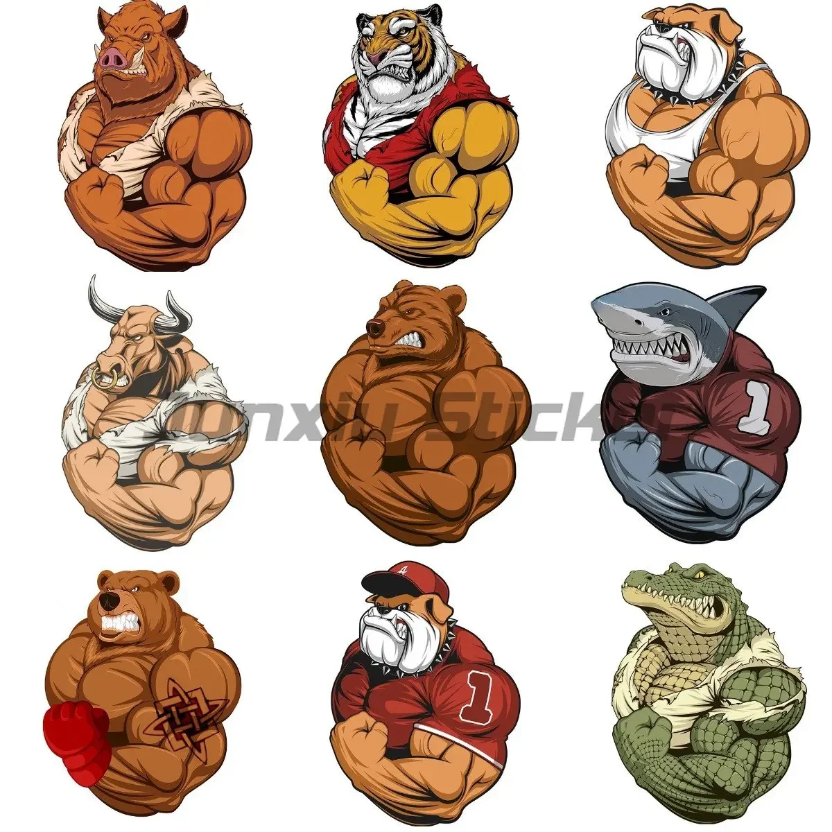 

Animal Muscles Cartoon Camper Laptop Funny Car Stickers Bumper Truck Vinyl Helmet Motorcycle Decals