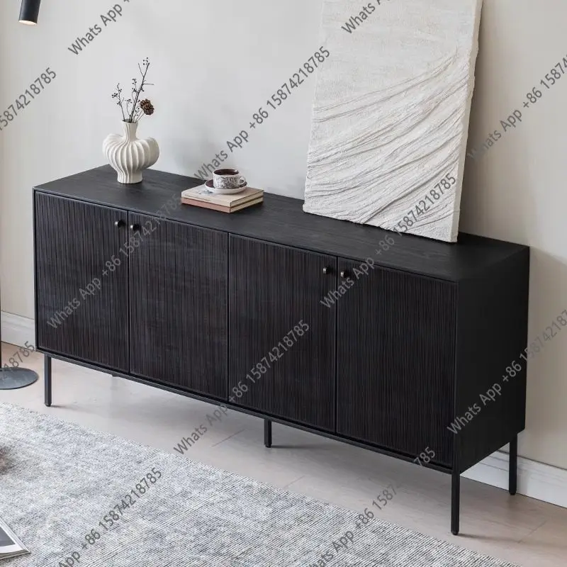 

Nordic vintage carved solid wood sideboard, vintage style entryway, light luxury locker designer model