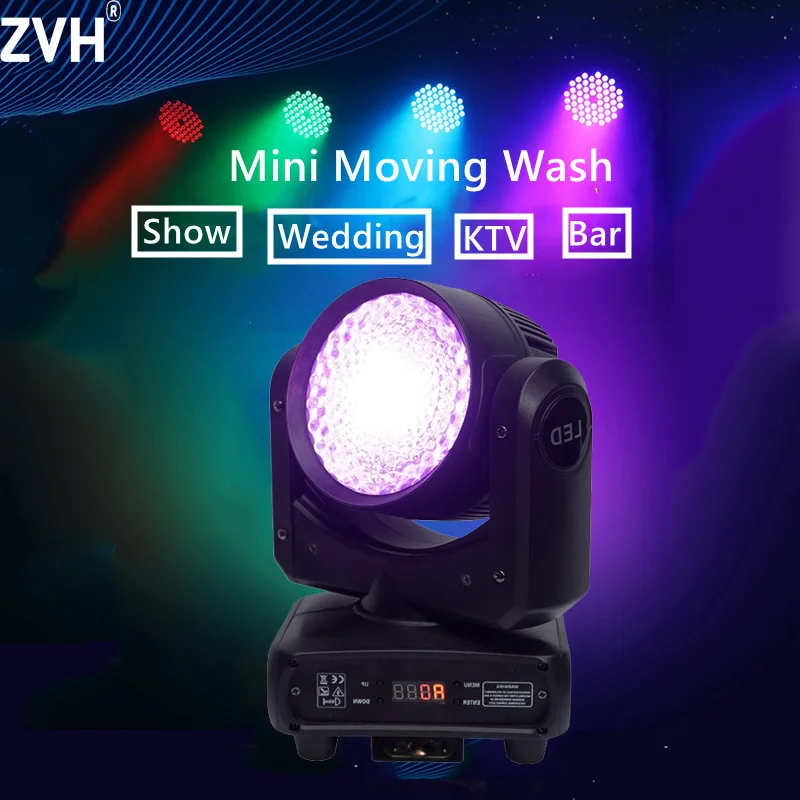 120W LED Mini Moving Wash Spotlights 4IN1 COB Rotating Stage Lighting DMX Sound Controlled DJ Disco Party Beam Effect Lights