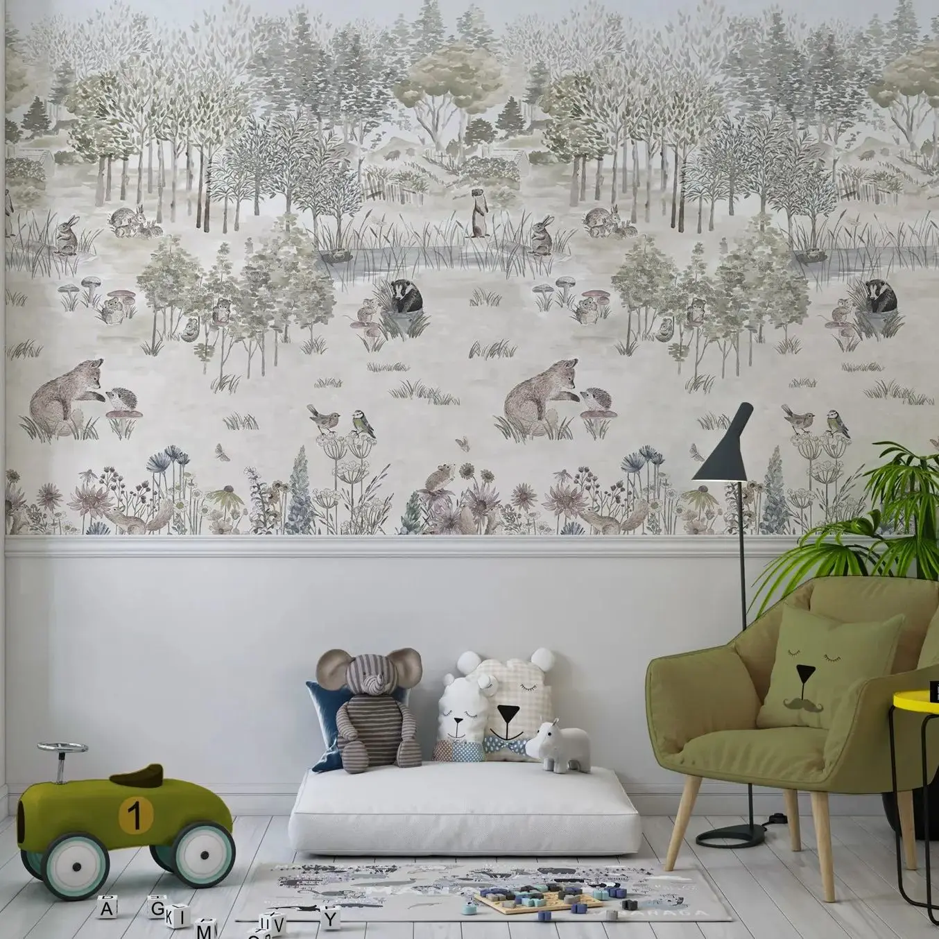 Vintage Animals  Wallpaper, Potters Woodland Wall Mural  For Kid's Room Decoration, Traditional  Un-paste Wall Papers Wall Decor