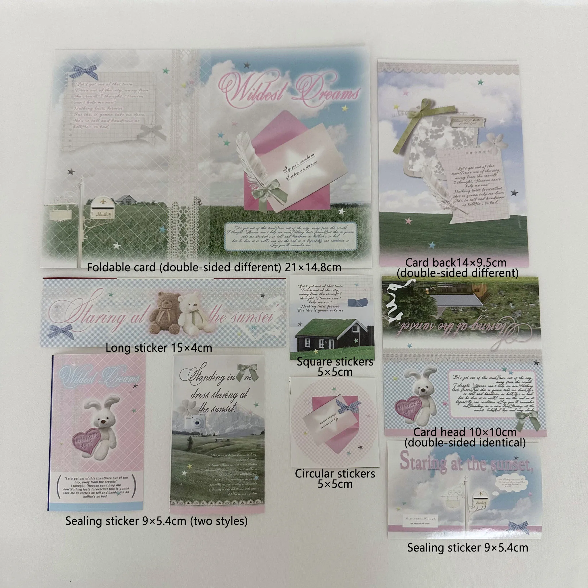 45pcs-Stickers Greeting Card Folding Card Set-Childhood Scenery Design-Used for DIY Packaging Decorating Anime,Kpop,Birthday Gif