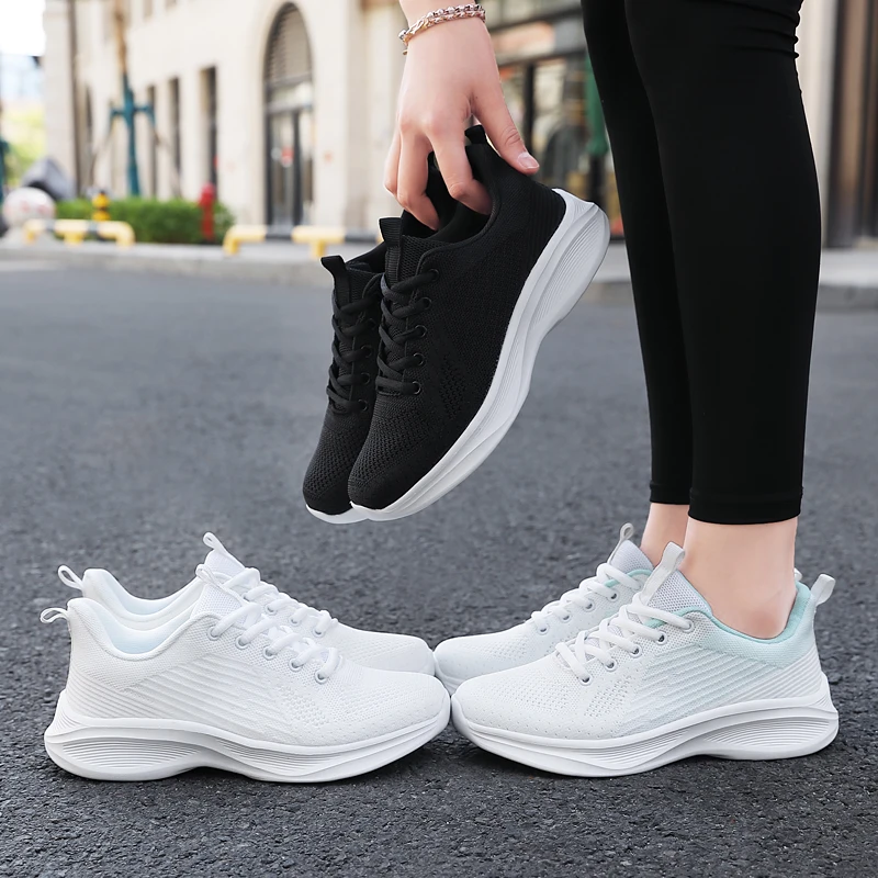 Fashion New Style Breathable Running Shoes Women Flying Weaving Breathable Casual Sneakers Ladies Non-Slip Sports Jogging Shoes